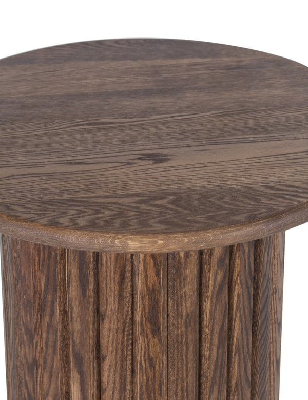 Porter Designs Porter Bixby Solid Red Oak Wood End Table – Artisan Design With Warm Honey Finish & Unique Channels Brown Wood 05-108-06-1814