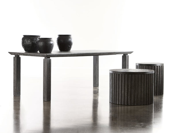 Bernhardt Bernhardt Menton 90" Rustic Modern Dining Table With Floating Beveled Top & Notched Block Legs 352220