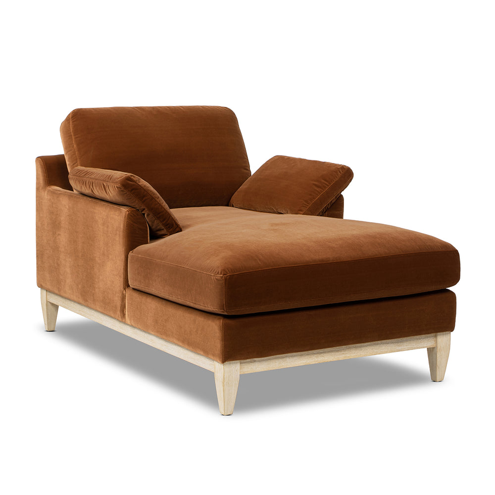 English Elm Jennifer Taylor Home - Pasadena Modern Farmhouse Chaise Lounge Chair - Cozy Burnt Orange Velvet, Eco-Friendly & Stylish B2719P385738
