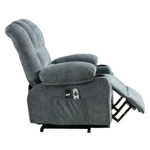English Elm Power Lift Recliner Chair with Massage Heating Fleece Leather and Usb for Elderly Blue W1807P298856