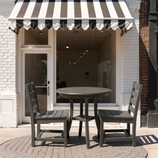 English Elm 3-Piece HDPE Outdoor Dining Set with Round Table and 2 Armless Chairs, Weatherproof Compact Bistro Gray W3566S00018