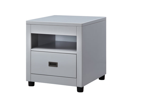 English Elm Eleanor Dove Finish End Table with Round Legs, Poplar & Veneer Construction, Durable Classic Design Gray 25 L x 25 W x 25 H B2726P244377