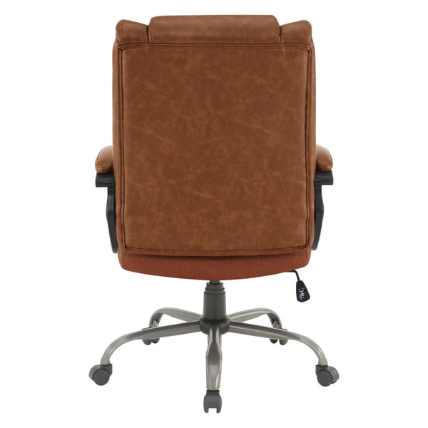 OSP Home Furnishings Execuative High Back Faux Leather Office Chair with Lumbar Support and Pneumatic Lift Mid-Back Saddle FL14571-U41