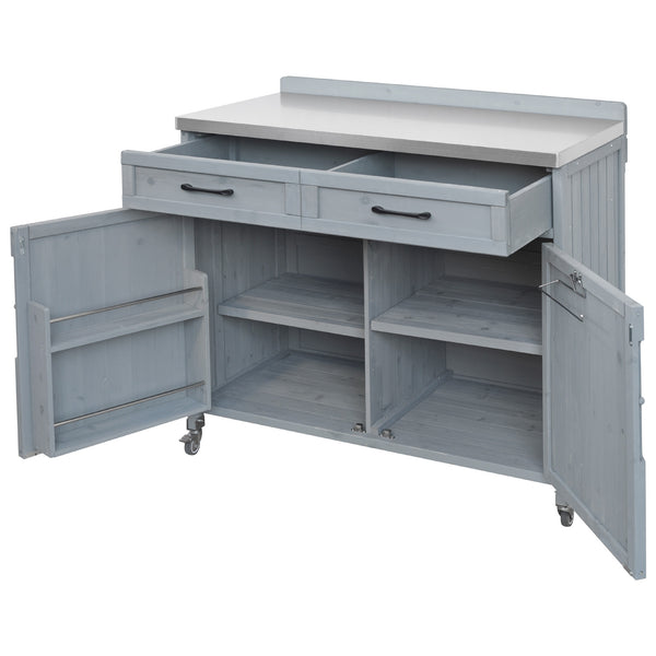 English Elm K&k Outdoor Modular Kitchen Island 2 Piece Fir Wood Stainless Steel Sink Station N707S000024G