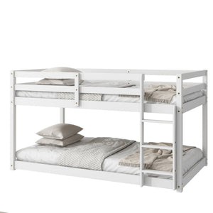 English Elm Solid Wooden Twin Over Twin Bunk Bed In White - Sturdy Rubberwood Frame With Reinforced Slats W504P191646-GIGA