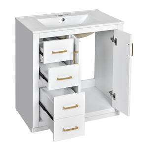 English Elm 60'' Bathroom Vanity Set With Soft-Close Drawers, Elegant Ceramic Sink & Ample Storage Space N710SS00002K