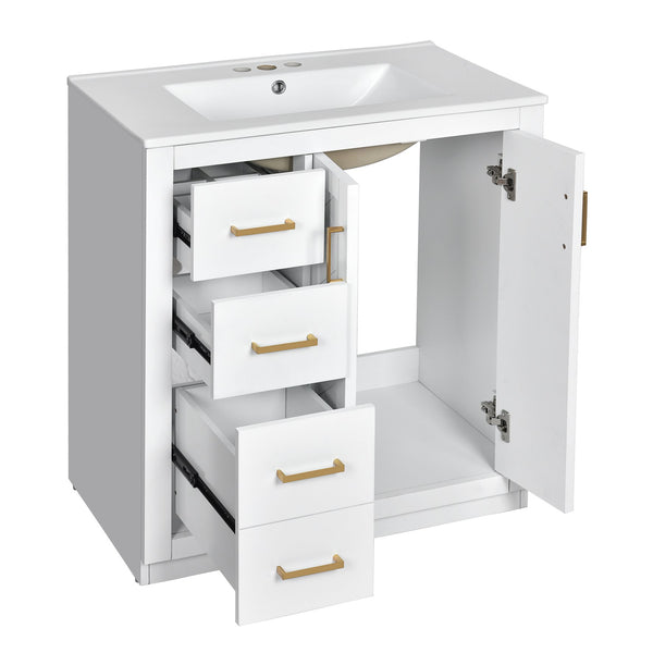 English Elm 60'' Bathroom Vanity Set With Soft-Close Drawers, Elegant Ceramic Sink & Ample Storage Space N710SS00002K