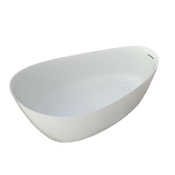 English Elm 65" Freestanding Soaking Bathtub Matte Black Stone Resin with Integrated Acrylic Shelf T3785P490215