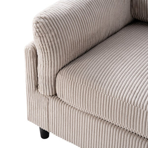 English Elm 82.6" Corduroy Mid-century Loveseat Ribbed Fabric Sofa Solid Wood Tapered Legs 2 Seater Camel W5515P488385