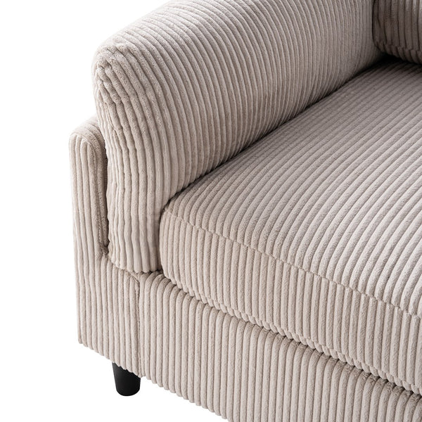 English Elm 82.6" Corduroy Mid-century Loveseat Ribbed Fabric Sofa Solid Wood Tapered Legs 2 Seater Camel W5515P488385
