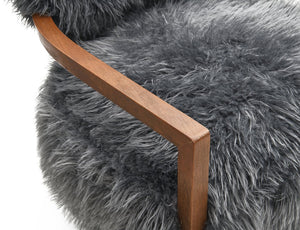 English Elm Charcoal Plush Faux Fur Accent Chair with Walnut Wood Arms — Cozy Modern Living Room Seating Charcoal grey 29 L x 30 W x 31 H B2741P401369