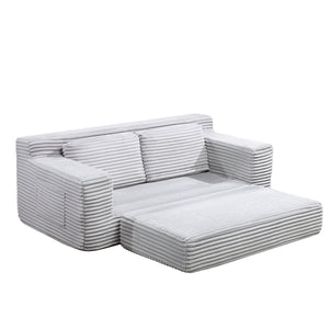 English Elm Corduroy Cloud Convertible Floor Sofa Foam Sleeper for Apartment Living Rooms Gray W3739P368460