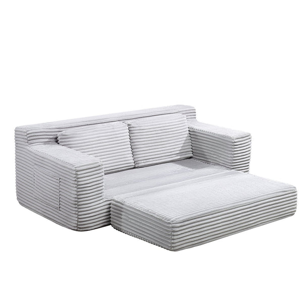 English Elm Corduroy Cloud Convertible Floor Sofa Foam Sleeper for Apartment Living Rooms Gray W3739P368460