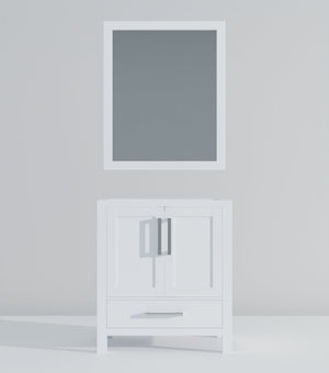 English Elm White Bath Vanity with 28" Mirror — 30" Top, Fully Assembled Wood Cabinet, Drawer & Open Shelf Storage B2731S00502