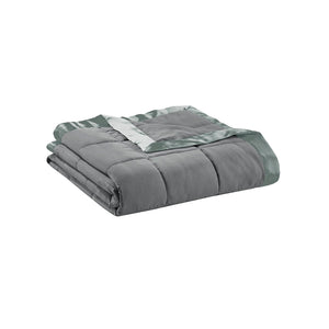 Madison Park Windom Casual Lightweight Down Alternative Blanket with Satin Trim MP51-5150 Charcoal