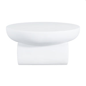 English Elm 27.5" Sculptural Round Coffee Table Hand-painted Gloss Finish for Modern Living Rooms White N772P384682W