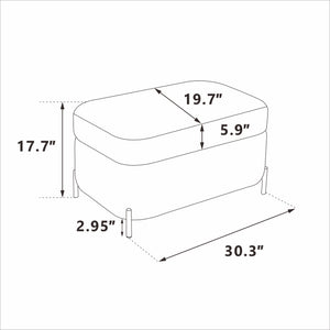 English Elm 30.3" Corduroy Upholstered Ottoman with Hidden Storage Compartment for Entryway or Living Room Ivory W1298P203731