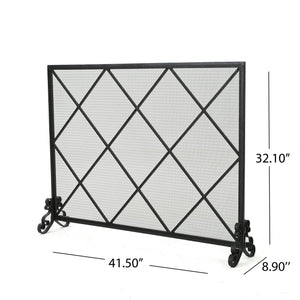 English Elm Christopher Knight Home® - FIRE Iron Single-Panel Fireplace Screen with Diamond Mesh Design, Ember Protection, Multiple Finishes 61126.00BLK