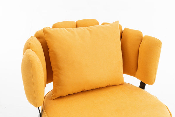 English Elm Decorative Chenille Barrel Tub Chair with Pocket Coil Cushion for Cozy Reading Nooks Yellow W5188P462022