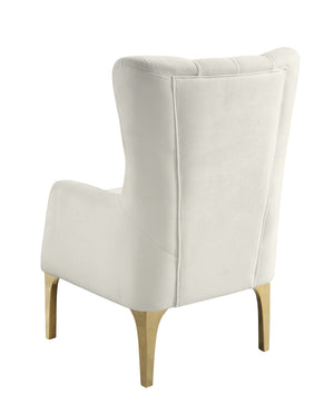 English Elm Lippa Tufted Upholstered Accent Chair with Gold Steel Legs for Glam Living Spaces Off White B009P442544