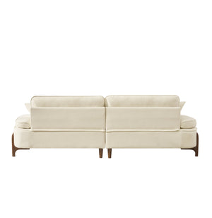 English Elm 103 Luxurious Cloud Velvet Sofa with High-Elastic Sponge Cushion, Deep-Seated Comfort for Living Spaces Beige W2290S00008