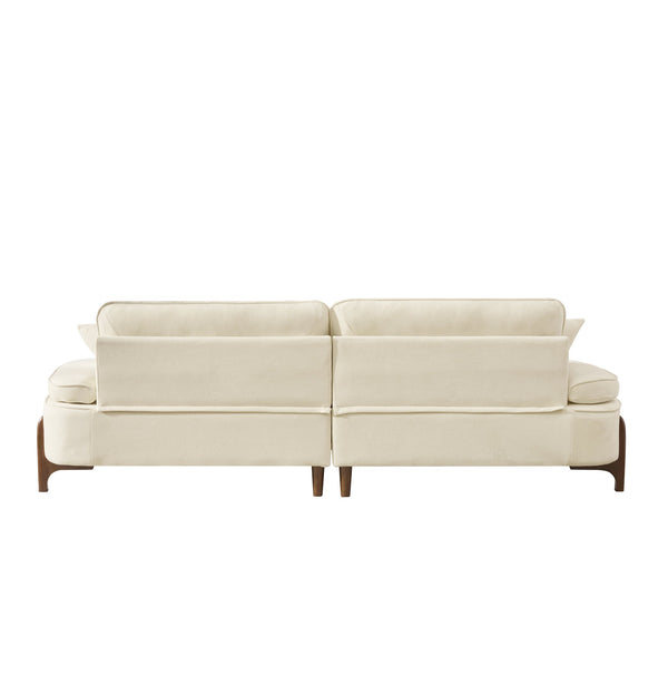 English Elm 103 Luxurious Cloud Velvet Sofa with High-Elastic Sponge Cushion, Deep-Seated Comfort for Living Spaces Beige W2290S00008