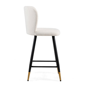 English Elm Christopher Knight Home® - 25.79'' Modern Barstool with Soft White Fabric Seat, Ergonomic Curved Back, Black Metal Legs with Gold Tips N780P228983W