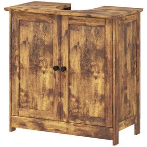 English Elm Bathroom Under Sink Cabinet Dark Green Mdf with Double Doors and Adjustable Shelf Rustic Brown T3971P401172