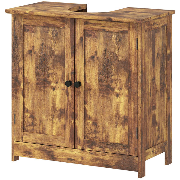 English Elm Bathroom Under Sink Cabinet Dark Green Mdf with Double Doors and Adjustable Shelf Rustic Brown T3971P401172