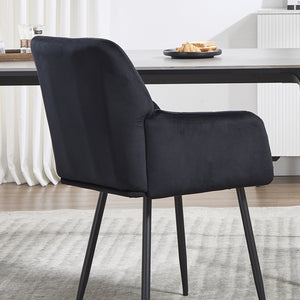 English Elm Dining Chairs For Modern Homes - Stylish Velvet Upholstered Seat With Armrests, Easy To Clean! W3112P262801