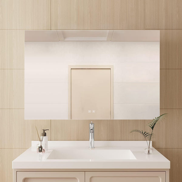 English Elm Vellum Frameless Led Backlit Vanity Mirror with Defogger for Spa Bath Spaces B2731P478340
