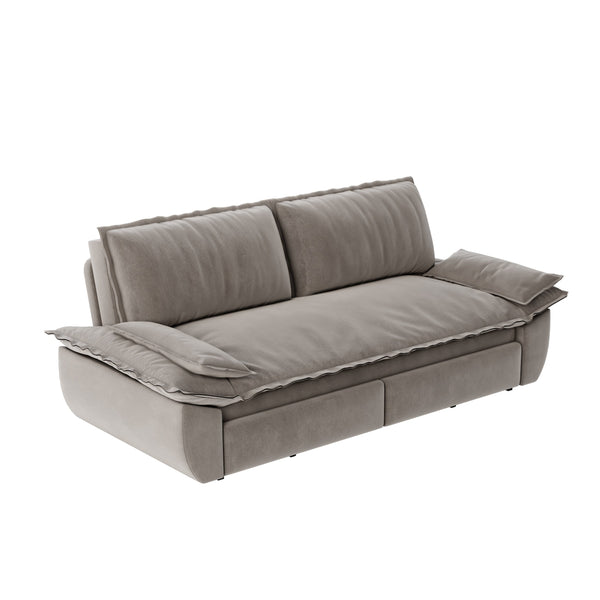 English Elm 73.2" Queen Sleeper Sofa Convertible Corduroy Loveseat for Guest Room or Living Space Grey W1885S00330