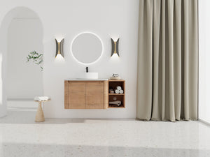 English Elm 42'' Wall-Mounted Bathroom Vanity With Ceramic Sink, Soft-Close Doors & Ample Storage For Modern Style W999S00412