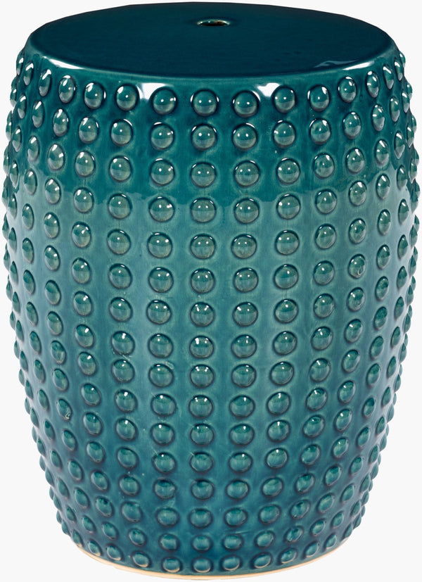 Surya Camdale Ceramic Garden Stool - 17"H X 13"W, Lightweight, Stylish, Durable For Outdoor Spaces Top, Green,Base, Green Ceramic,Ceramic Cde-001