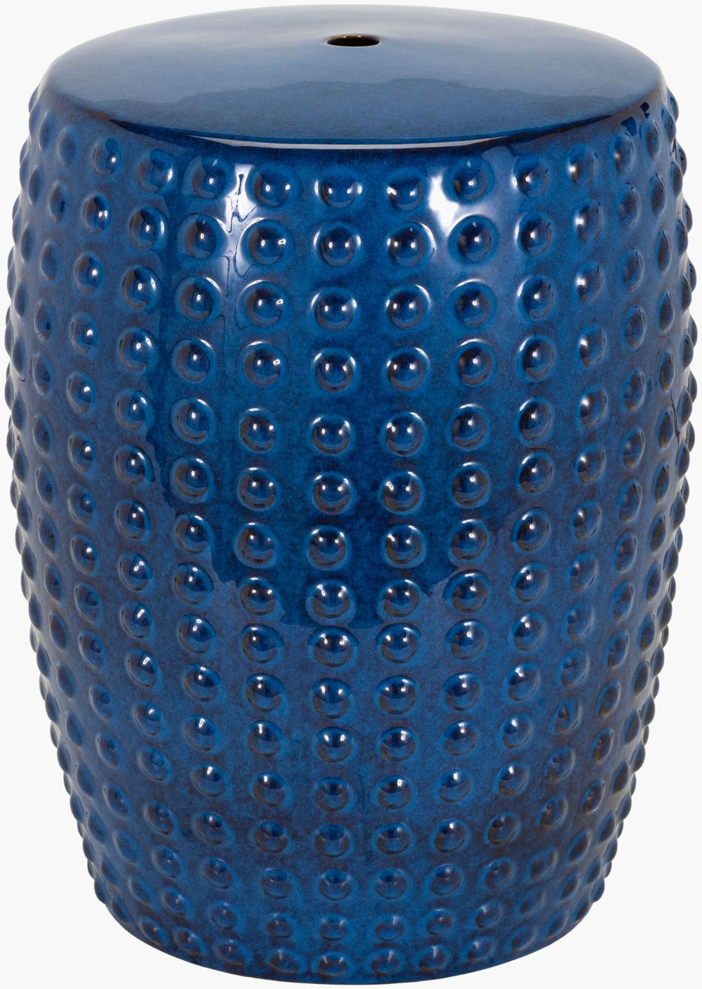 Surya Camdale Ceramic Garden Stool - 17"H X 13"W, Lightweight, Stylish, Durable For Outdoor Spaces Top, Blue,Base, Blue Ceramic,Ceramic Cde-002