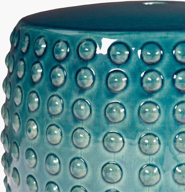 Surya Camdale Ceramic Garden Stool - 17"H X 13"W, Lightweight, Stylish, Durable For Outdoor Spaces Top, Green,Base, Green Ceramic,Ceramic Cde-001