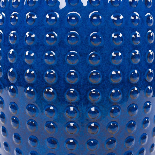 Surya Camdale Ceramic Garden Stool - 17"H X 13"W, Lightweight, Stylish, Durable For Outdoor Spaces Top, Blue,Base, Blue Ceramic,Ceramic Cde-002