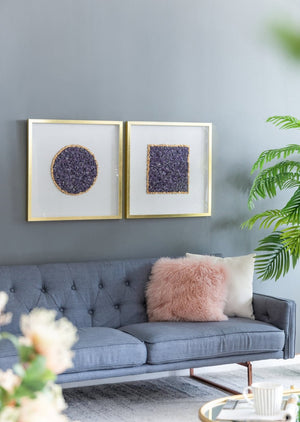 English Elm S/2 Lillian Purple Crystal Shadow Boxes - Elegant Wall Décor With Velvet & Gold Accents, 23.6" W2078P318313-GIGA