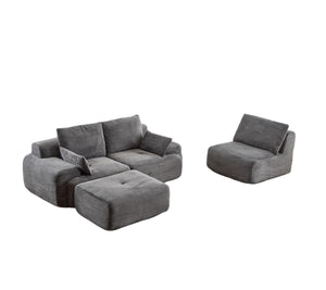 English Elm Modern Memory Foam Compressed Sofa — Pet-Friendly Corduroy Modular Sectional, Cloud-Like Comfort, No Assembly Grey W3723S00011