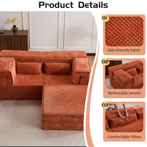 English Elm Compression Modular Sofa Bed - Cozy Convertible 2-Seater With Ottoman, No Assembly, Memory Foam Comfort W3723S00026