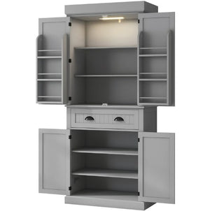 English Elm Nordic Floor to Ceiling Pantry Cabinet with Led Lighting and Six Door Shelves T3971P427878