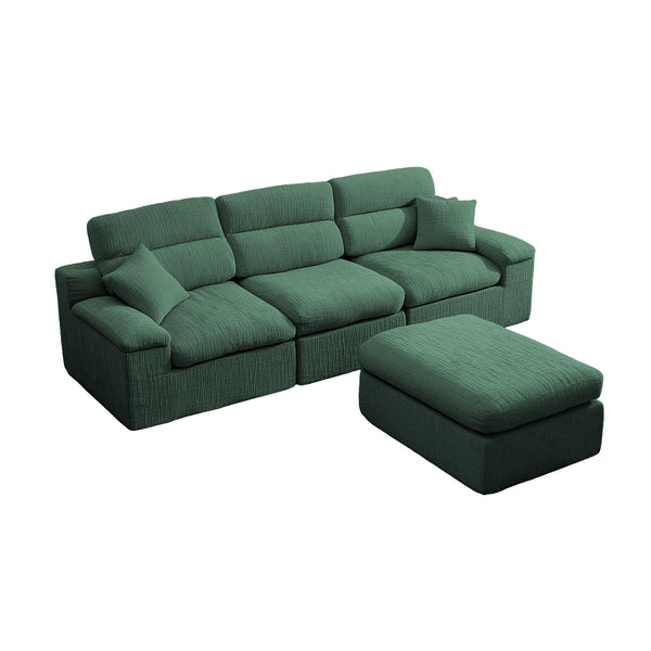 English Elm Corner Chenille Sectional Sleeper Sofa with High Back Support for Apartment Living Dark Green W5532S00037
