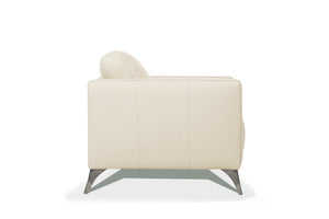 English Elm Malaga Italian Top Grain Leather Sofa with Track Arms and Chrome Legs for Modern Living Cream B2726P498542