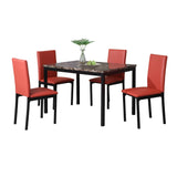 English Elm Citico 5-Piece Metal Dinette Set With Laminated Faux Marble Top, Red