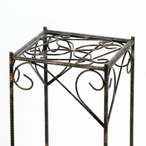 English Elm 26.18" Large Celtic Clover Square Plant Stand — Black/Gold Cast Metal, Durable Powder-Coat Finish, Fully Assembled 26.18" B072115985