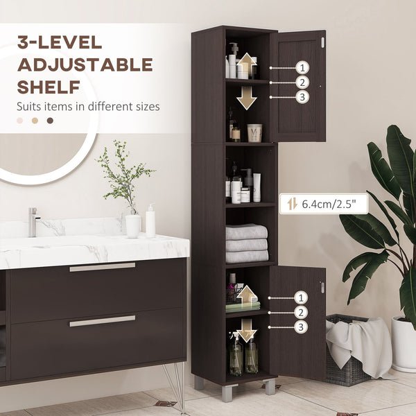 English Elm Kleankin Tall Bathroom Storage Cabinet With Mirror - Stylish Freestanding Tower For Organized Spaces W2225P217002