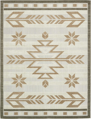 Unique Loom Outdoor Modern Albuquerque Machine Made Geometric Rug Beige, Brown/Light Brown 9' 0" x 12' 0"