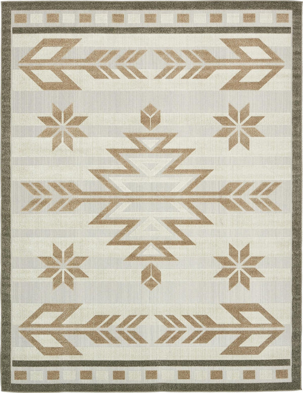 Unique Loom Outdoor Modern Albuquerque Machine Made Geometric Rug Beige, Brown/Light Brown 9' 0" x 12' 0"