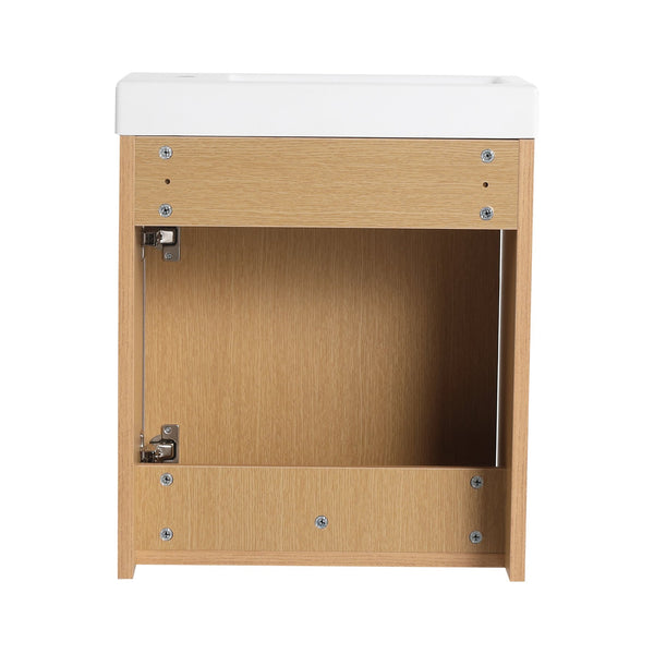 English Elm 18.5" Wall-Mounted Bathroom Vanity With Resin Sink & Soft-Close Door For Smart Space-Saving Design W1972P362127