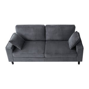 English Elm 81.8"corduroy Ribbed Upholstered 2-seater Sofa with Iron Wood Frame for Living Room Gray W5515P488194